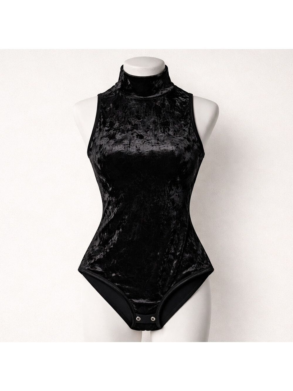 NWT Black Crushed Velvet Mock Neck Bodysuit | Quiet Luxury Soft Grunge Small